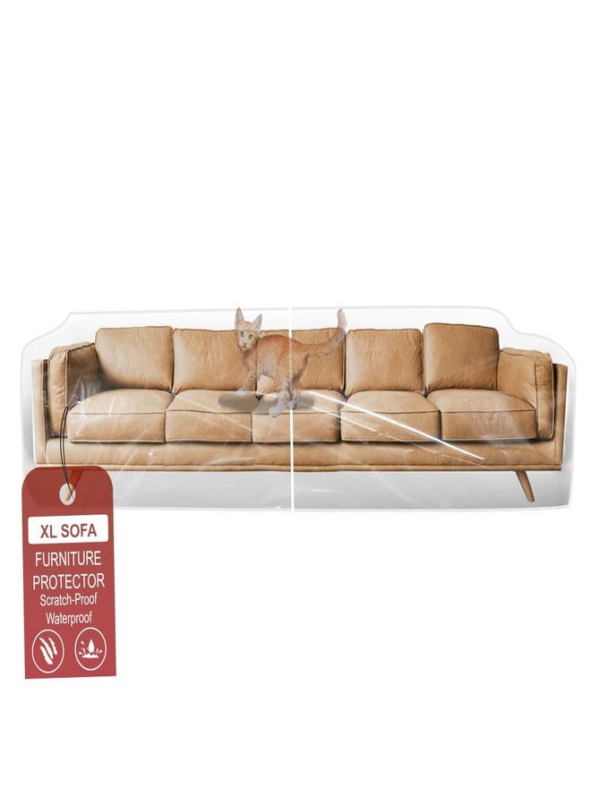 LAMINET Thick Crystal Clear Heavy-Duty Water Resistant Sofa/Couch Cover - Perfect for Protection Against CAT/Dog Clawing, Kids and Grandkids - Large Sofa - 42" BH x 18" FH x 108”W x 40”D - Image 1
